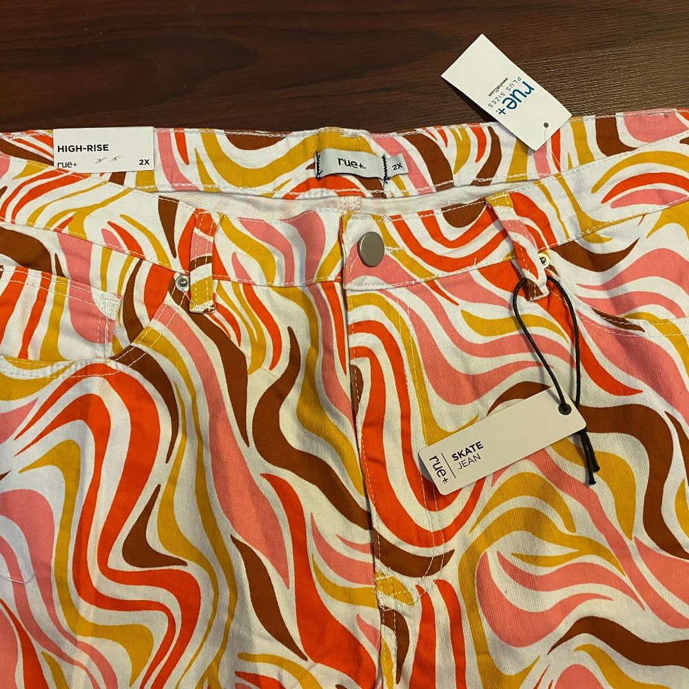 RUE21 WOMEN'S MULTICOLOR HIGH RISE JEANS NWT SIZE 2X (18-20) - Picture 3 of 4